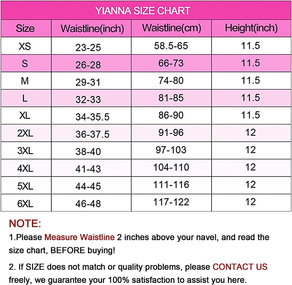 YIANNA Waist Trainer for Women Latex Underbust Waist Corsets Cincher  Hourglass Body Shaper Black-3XL 