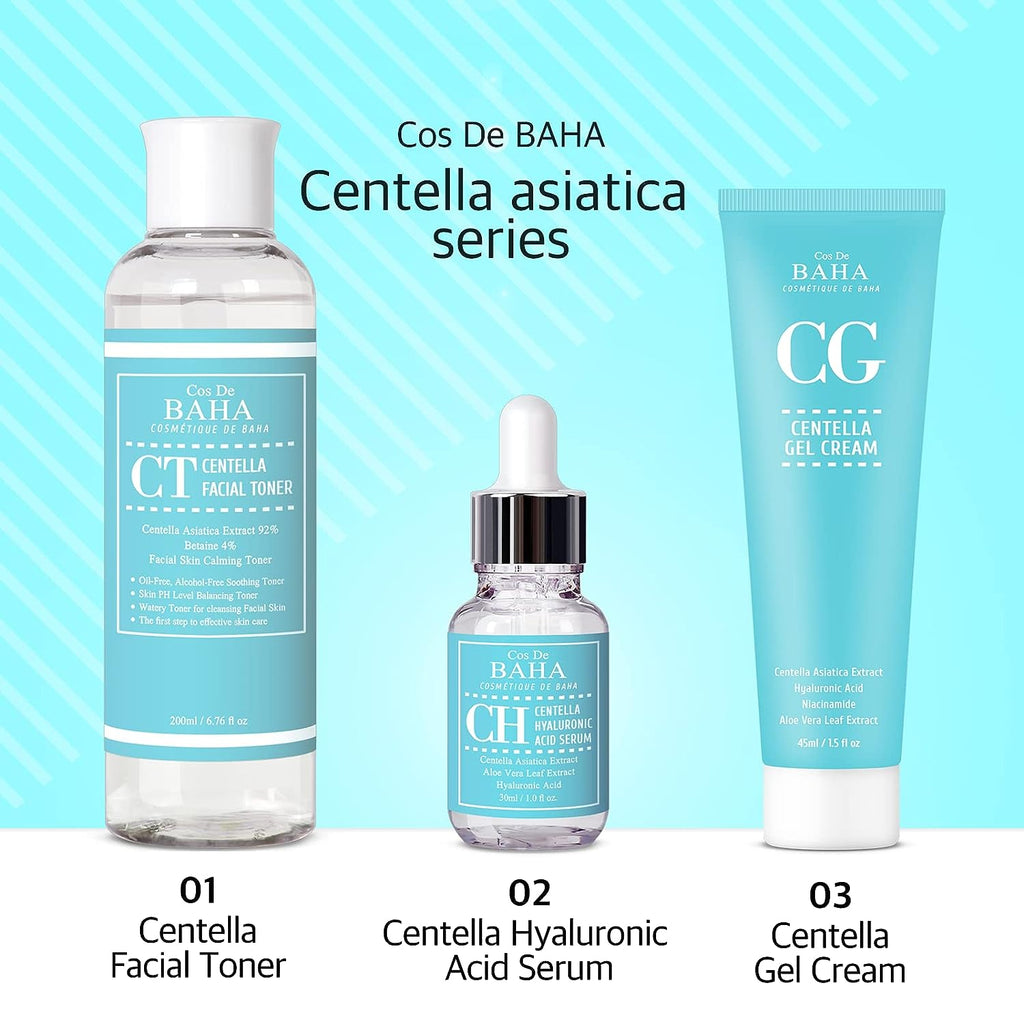 Cos De BAHA Centella Asiatica Soothing Calming Cream for Face/Neck - Cica Facial Gel Cream Lightweight Hydrate Boost Smooth, Daily Face Moisturizer, Silicone-Free, Fragrance-Free, 4 Fl Oz