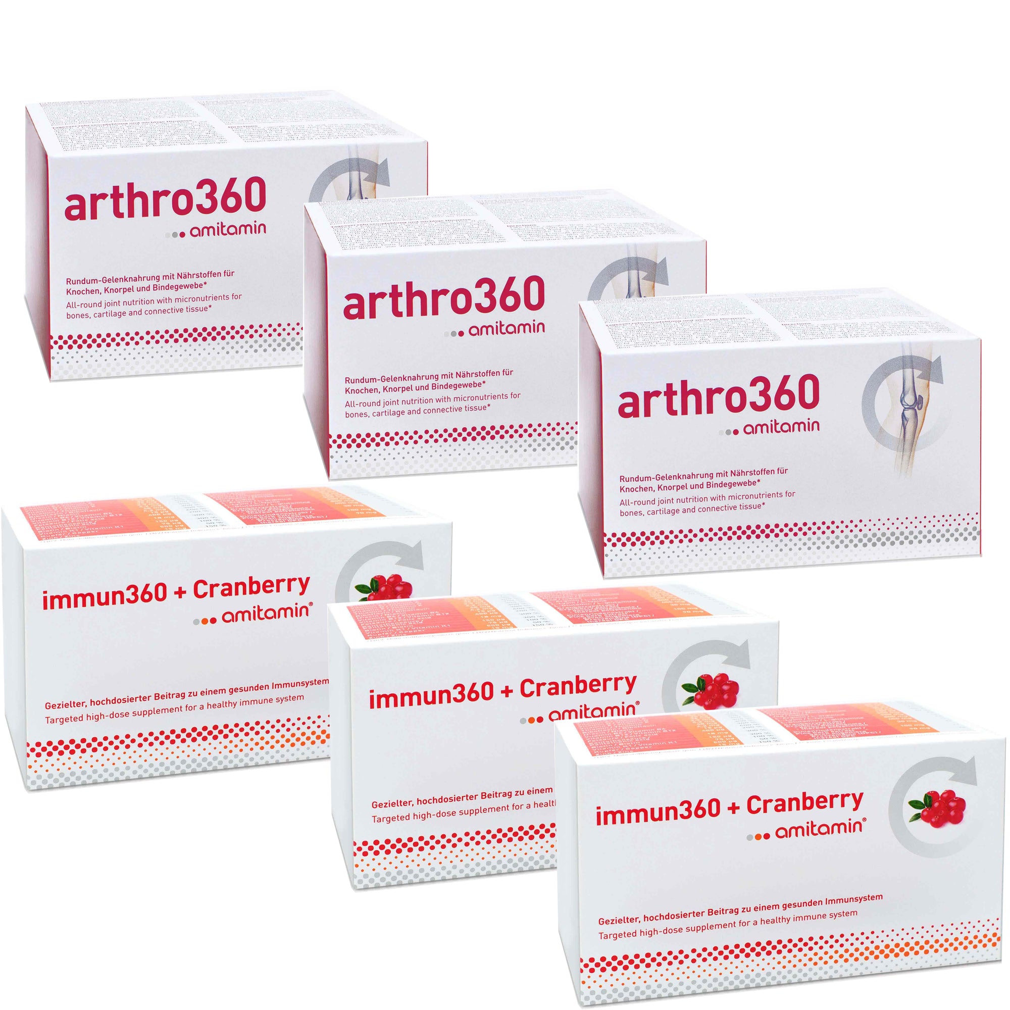 amitamin Joints Immune Bundle - 3 Packs Arthro360 + 3 Packs Immun360 (3 Months Supply)