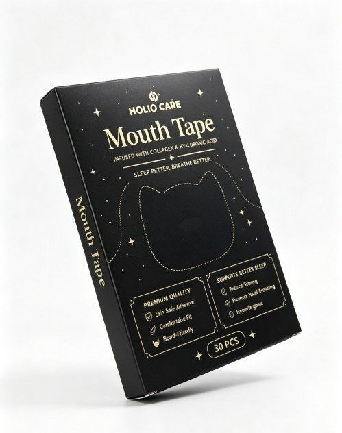 Holio Care Mouth Tape with Collagen & Hyaluronic Acid | Gentle Sleep Tape for Better Nasal Breathing | Skin-Friendly Adhesive