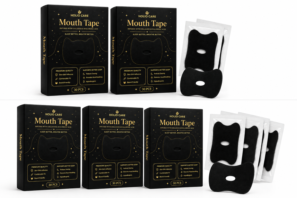Holio Care Mouth Tape with Collagen & Hyaluronic Acid | Gentle Sleep Tape for Better Nasal Breathing | Skin-Friendly Adhesive