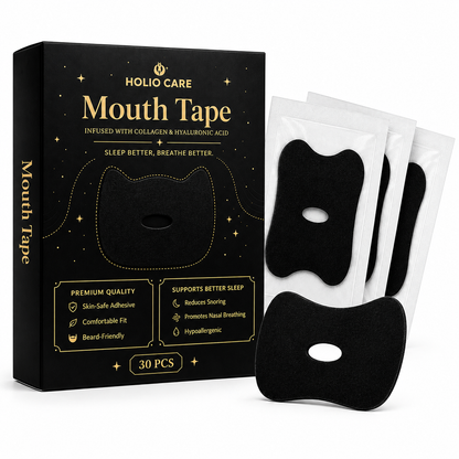 Holio Care Mouth Tape with Collagen & Hyaluronic Acid | Gentle Sleep Tape for Better Nasal Breathing | Skin-Friendly Adhesive