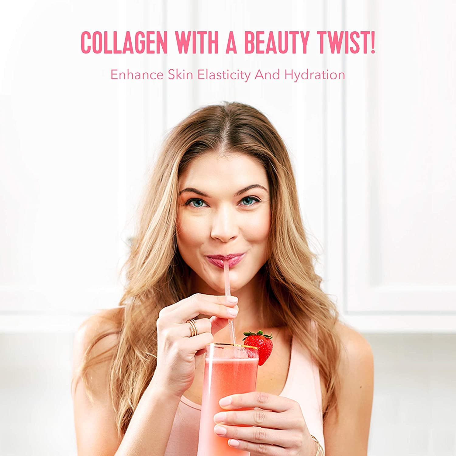 "Strawberry Lemon Beauty Collagen with Hyaluronic Acid & Collagen - Youthful Glow in Every Scoop!"