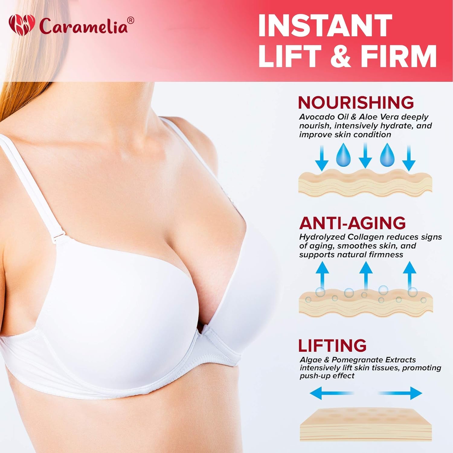 Breast Enhancement Cream for Women- Saggy Breast Lift Cream - Made in USA - Breast Enhancement Cream - Breast Firming and Lifting Cream for Saggy Breast - Breast Growth Cream for Firmer Breast (Red)