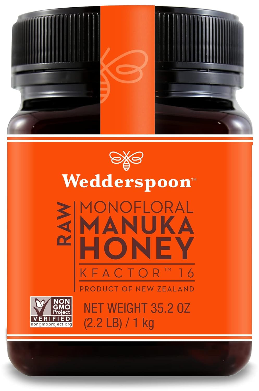 Wedderspoon Raw Premium Manuka Honey, Kfactor 16, 17.6 Oz, Unpasteurized, Genuine New Zealand Honey, Traceable from Our Hives to Your Home