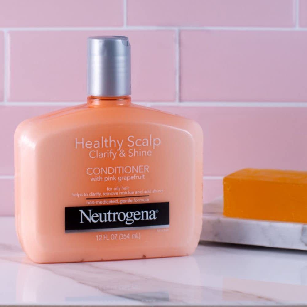 Neutrogena Exfoliating Healthy Scalp Clarify & Shine Conditioner for Oily Hair and Scalp, Anti-Residue Conditioner with Pink Grapefruit, Paraben & Phthalate-Free, Color-Safe, 12 Fl Oz (Pack of 3)