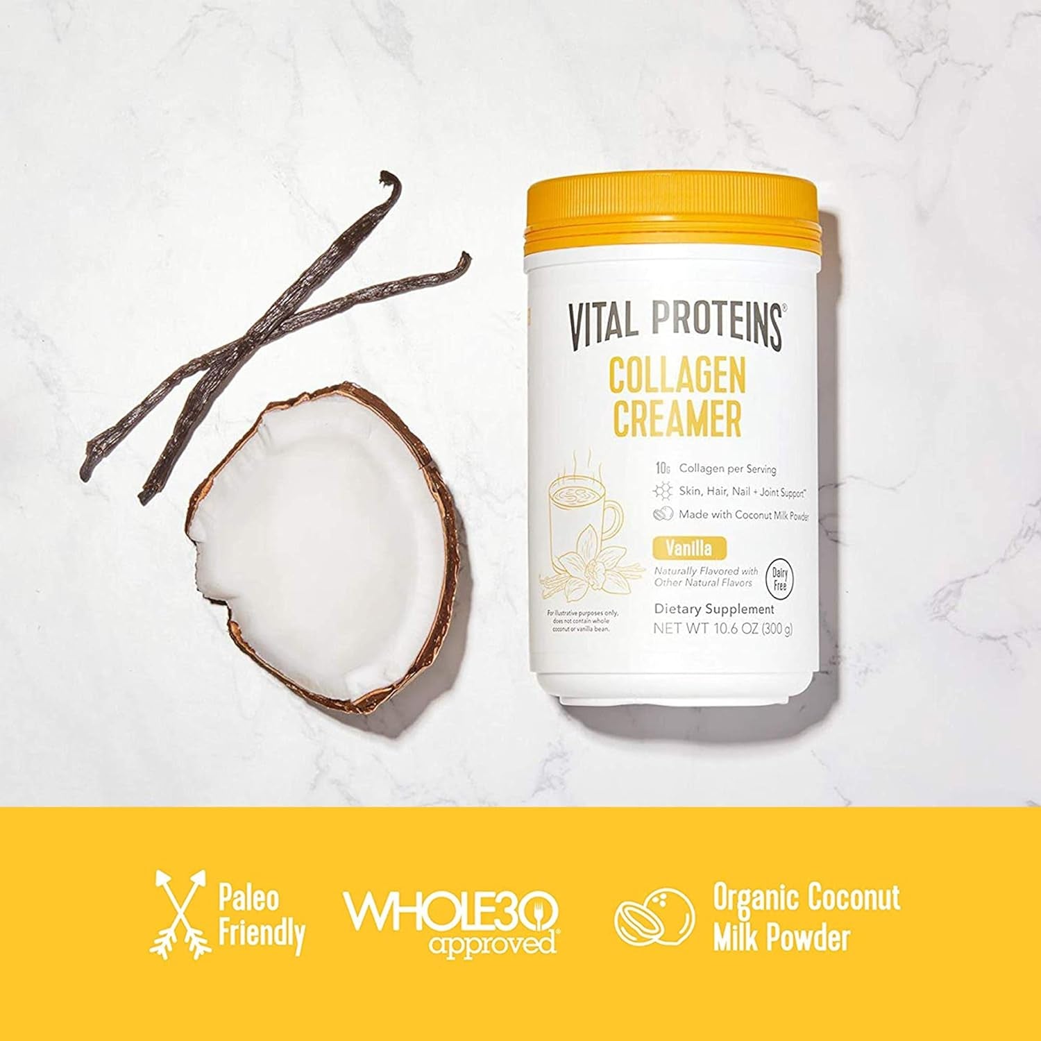 "Vital Proteins Vanilla Collagen Coffee Creamer for Healthy Hair, Skin, and Nails - Energy-Boosting MCTs Included!"