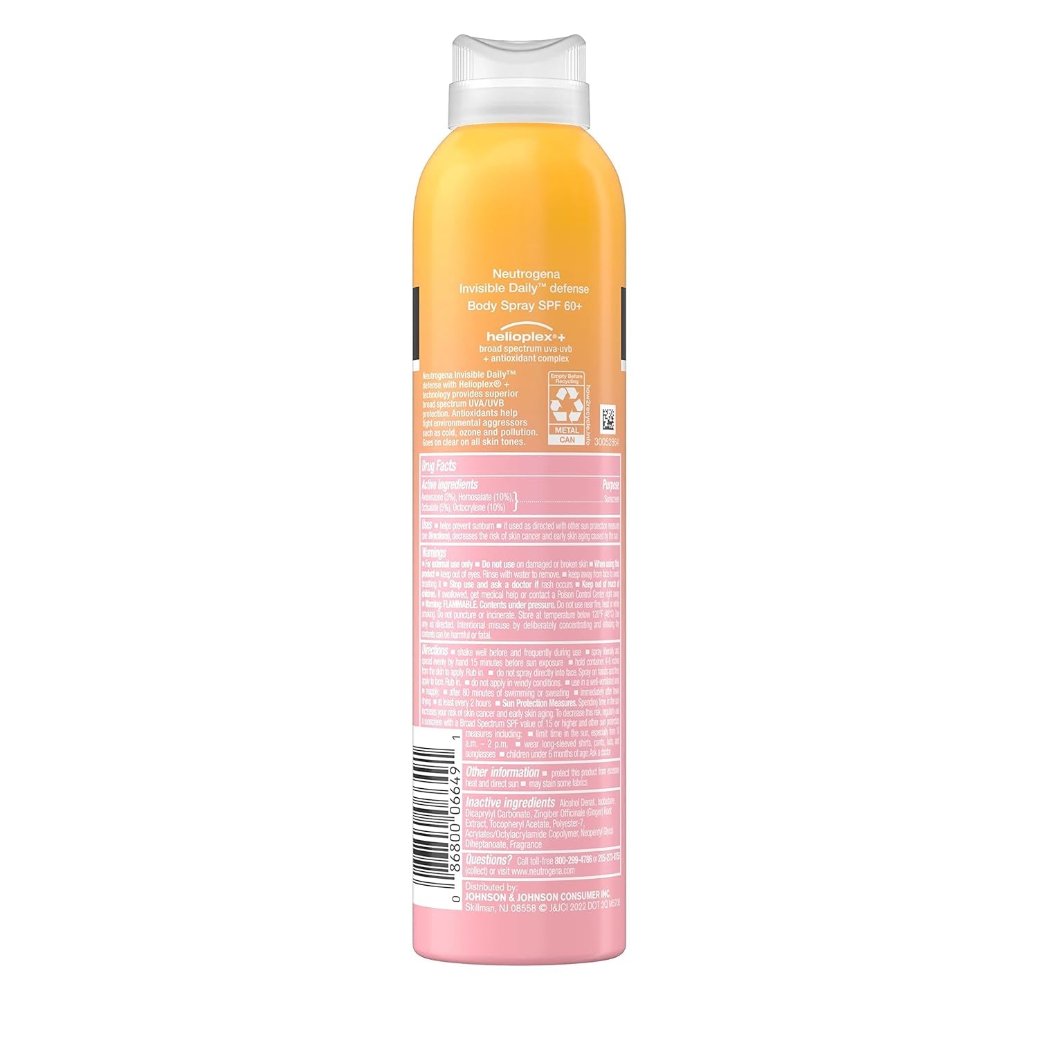 Neutrogena Daily Defense Sunscreen Spray SPF 60+ - Water-Resistant, Antioxidant Complex