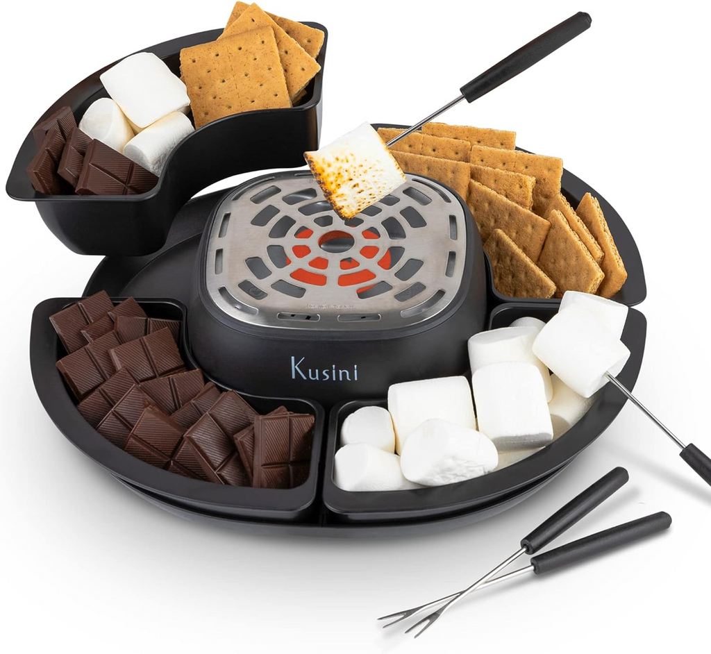 "Kusini Smores Maker: Enjoy Flameless Electric Marshmallow Roasting with Detachable Trays and Forks - Perfect for Date Nights and Movie Nights! Ideal Housewarming Gift and Party Essential!"