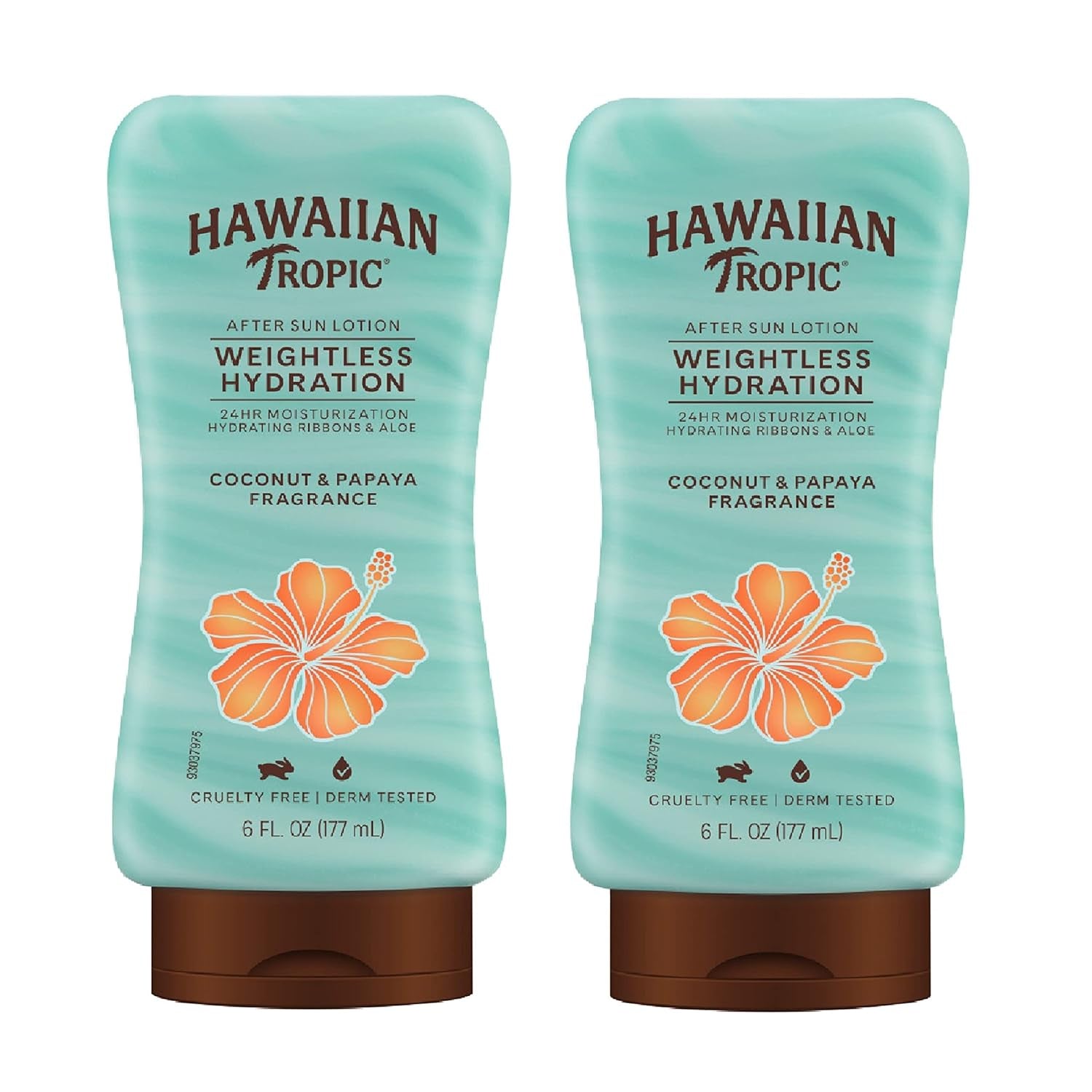 "Hydrating Hawaiian Tropic After Sun Lotion Duo - 6 Fl Oz Each"