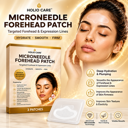 Holio Care Microneedle Forehead Patch – Advanced Forehead Wrinkle Patch with Hyaluronic Acid, Vitamin B5, Niacinamide & Pepti