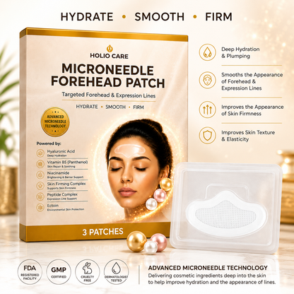 Holio Care Microneedle Forehead Patch – Advanced Forehead Wrinkle Patch with Hyaluronic Acid, Vitamin B5, Niacinamide & Pepti