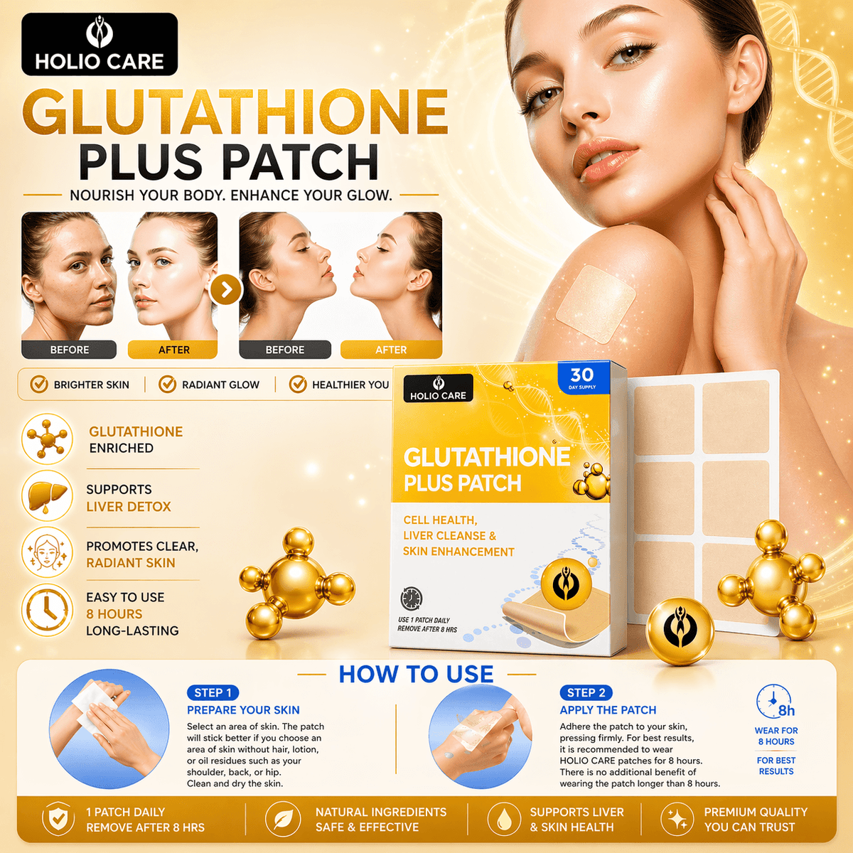Glutathione Patch for Radiant-Looking Skin (30-Day)