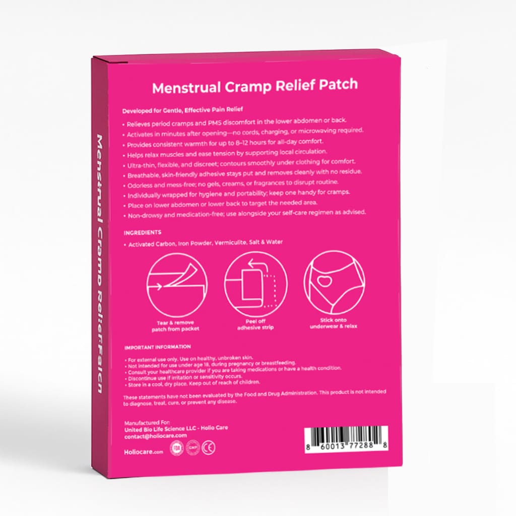 Holio Care Self-Warming Comfort Patch – Up to 8-10 Hours of Steady Warmth | 3-Pack Discreet Adhesive Patches