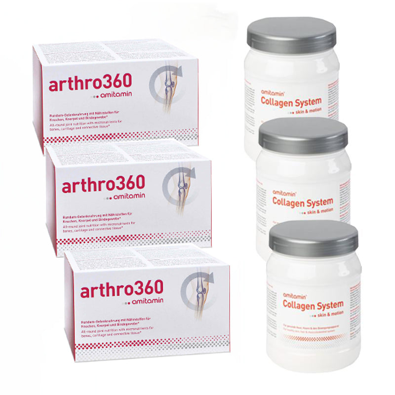Optimal Joints Bundle - Fight Arthritis & Protect your Joints - 3x arthro360 + 3x collagen system (3 Months Supply)