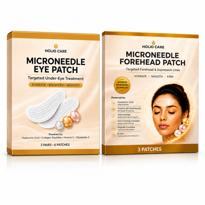 Holio Care Ultimate Microneedle Bundle – Full Face Microneedle Patch System | Forehead Patch + Eye Patches | Targets Forehead
