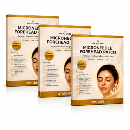 Holio Care Microneedle Forehead Patch – Advanced Forehead Wrinkle Patch with Hyaluronic Acid, Vitamin B5, Niacinamide & Peptide Complex – Hydrating Cosmetic Forehead Patch – 3 Patches