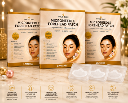 Holio Care Microneedle Forehead Patch – Advanced Forehead Wrinkle Patch with Hyaluronic Acid, Vitamin B5, Niacinamide & Pepti