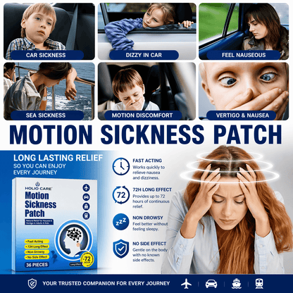 Holio Care Motion Sickness Patch – Natural Aromatherapy Travel Patch for Car, Ship & Airplane (36-Pack)
