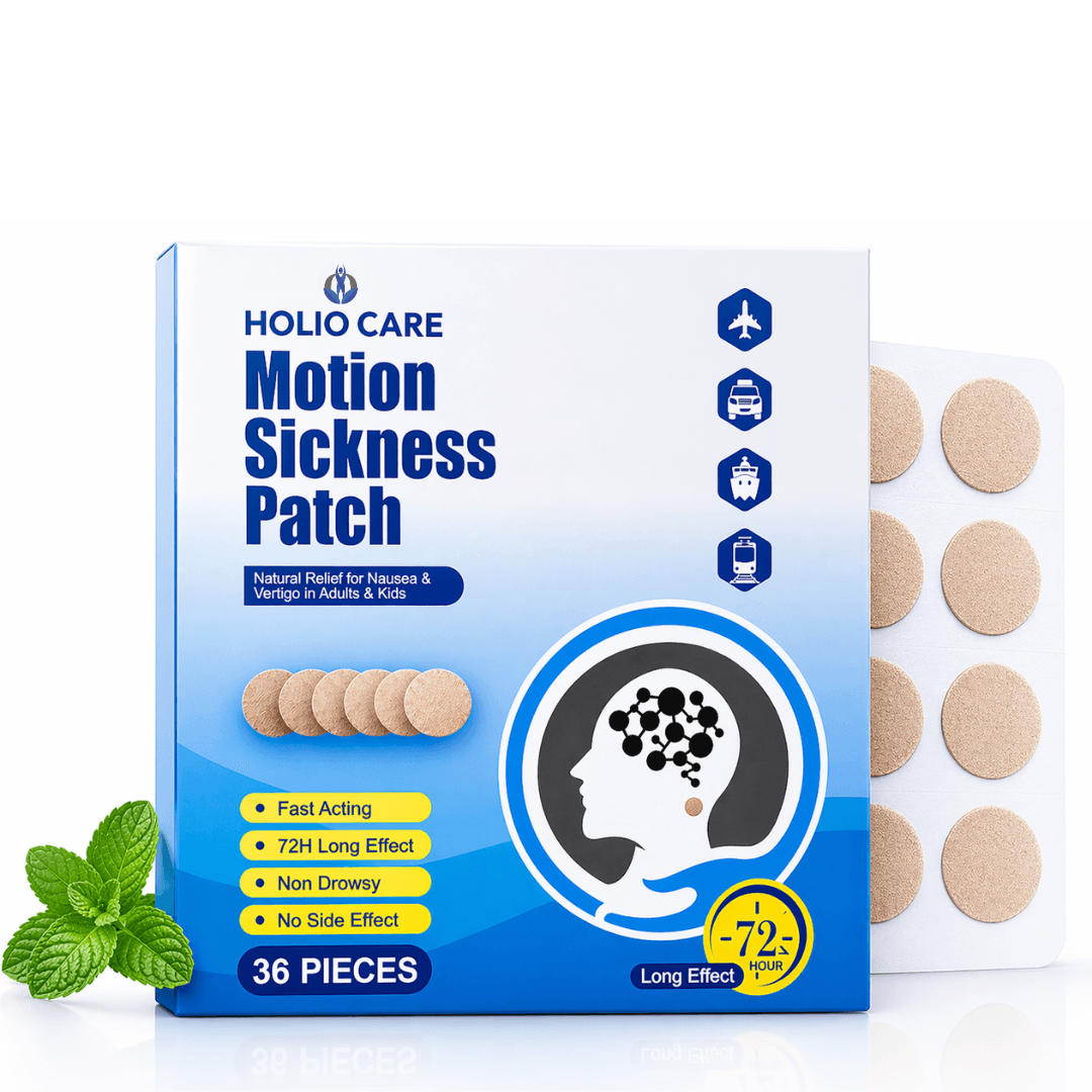 Holio Care Motion Sickness Patch – Natural Aromatherapy Travel Patch for Car, Ship & Airplane (36-Pack)