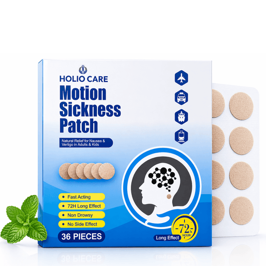 Holio Care Motion Sickness Patch – Natural Aromatherapy Travel Patch for Car, Ship & Airplane (36-Pack)