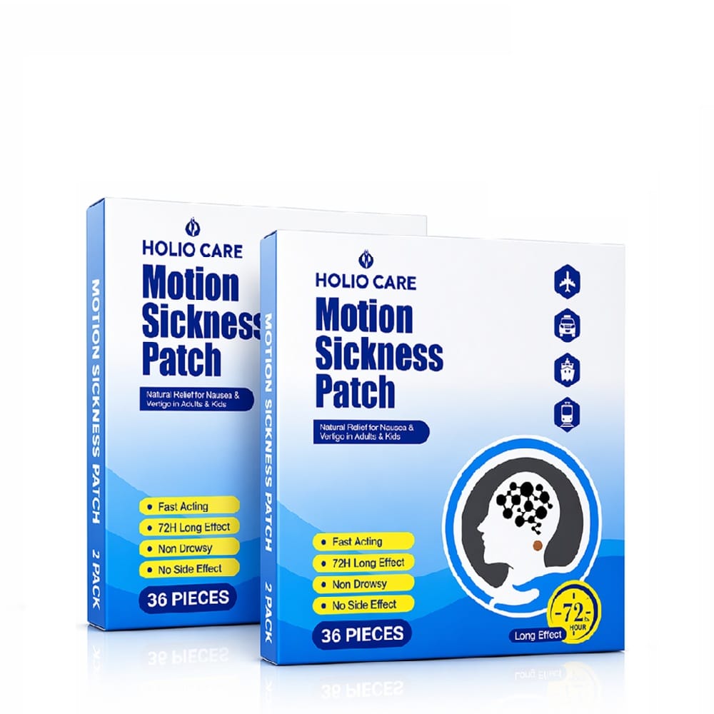 Holio Care Motion Sickness Patch – Natural Aromatherapy Travel Patch for Car, Ship & Airplane (36-Pack)