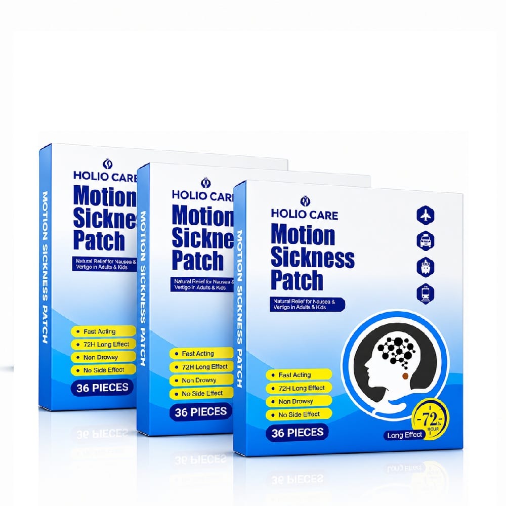 Holio Care Motion Sickness Patch – Natural Aromatherapy Travel Patch for Car, Ship & Airplane (36-Pack)