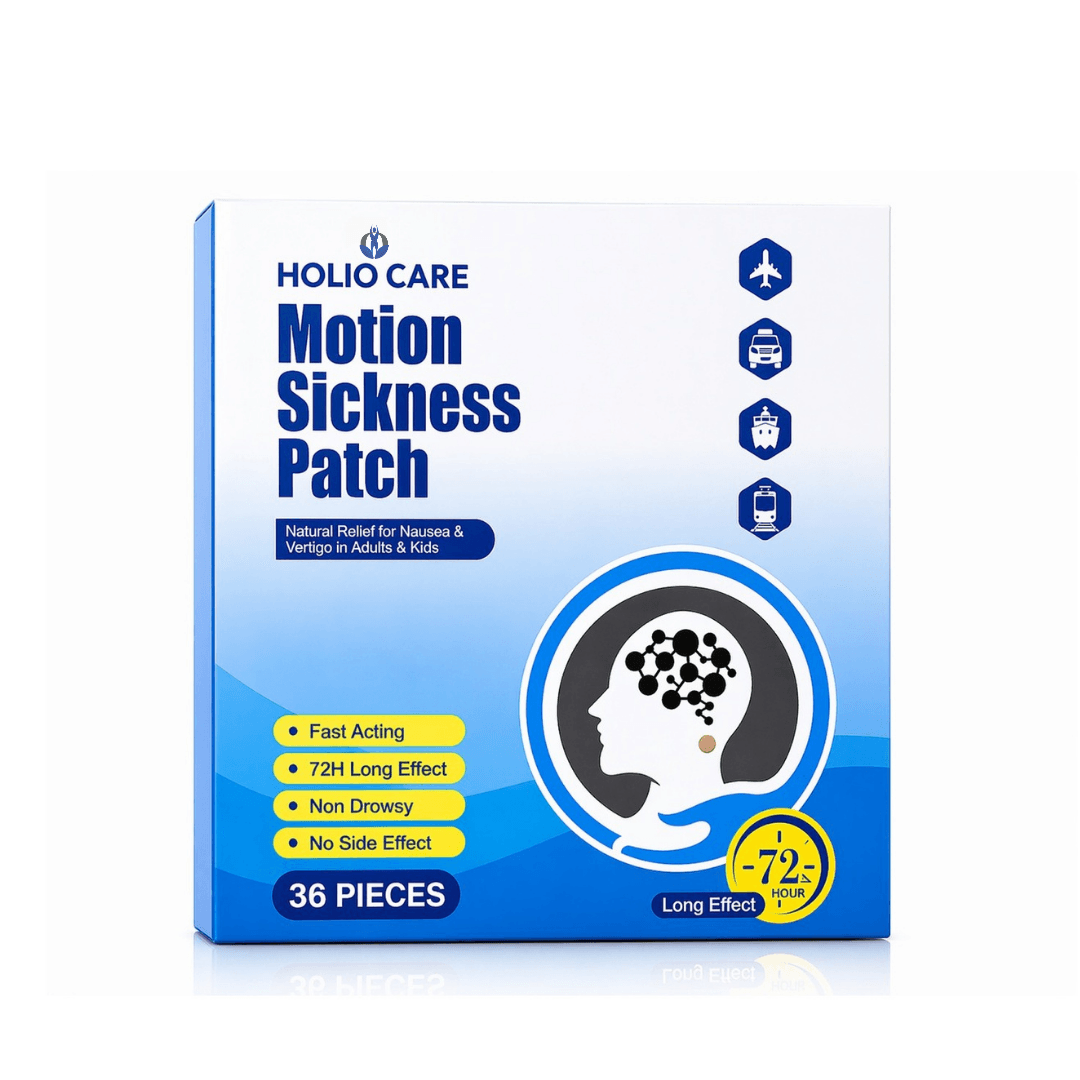 Holio Care Motion Sickness Patch – Natural Aromatherapy Travel Patch for Car, Ship & Airplane (36-Pack)