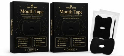 Mouth Tape for Sleep | Premium Black Lip Closure Strips with Hyaluronic Acid & Collagen | Gentle Skin-Friendly Adhesive | Comfortable Overnight Wear | 30 Individually 30strips