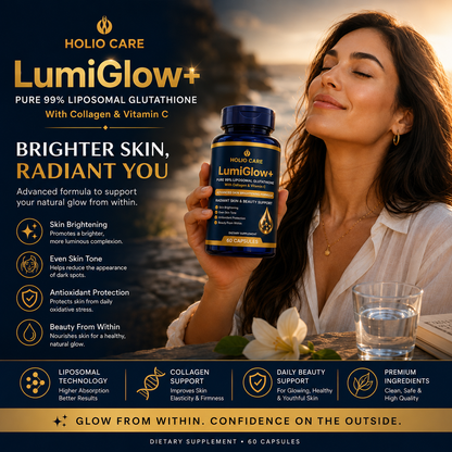LumiGlow+ Liposomal Glutathione Brightening Formula | With Collagen & Vitamin C | Skin Brightening & Beauty Support | 60 Caps