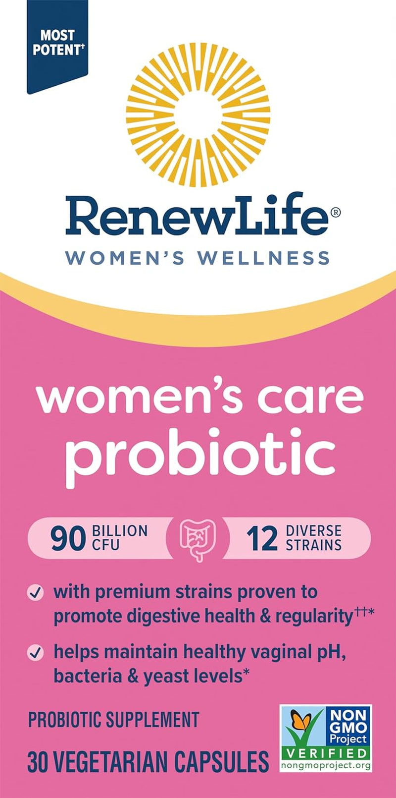 "Renew Life Women's Probiotic Capsules - 90 Billion CFU for Women's Health, Dairy-Free, Gluten-Free - 30 Count"