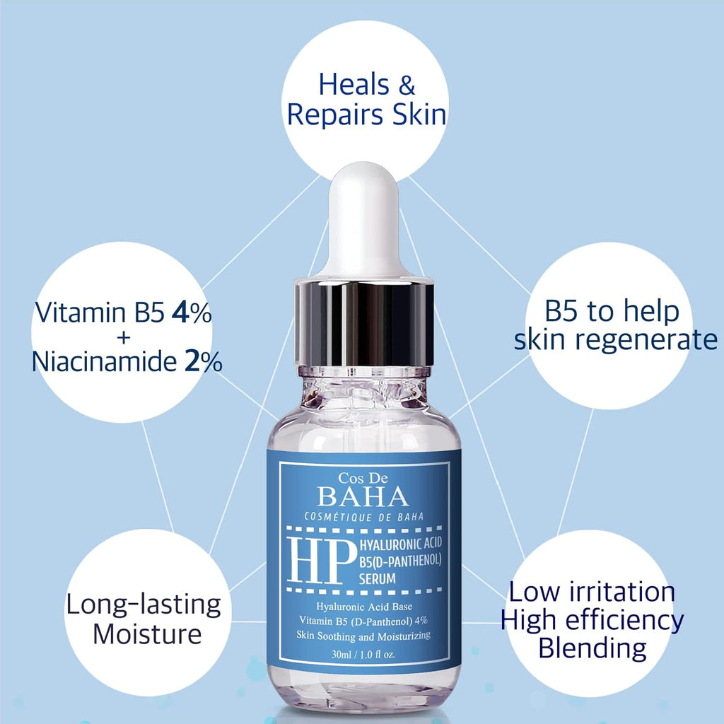 Vitamin B5 4% + Niacinamide 2% Serum - Heals and Repairs Skin + Instantly anti Age for Face + Redness, Fine Lines, Skin Roughness, Niacinamide, D-Panthenol, 1 Fl Oz Cos De BAHA