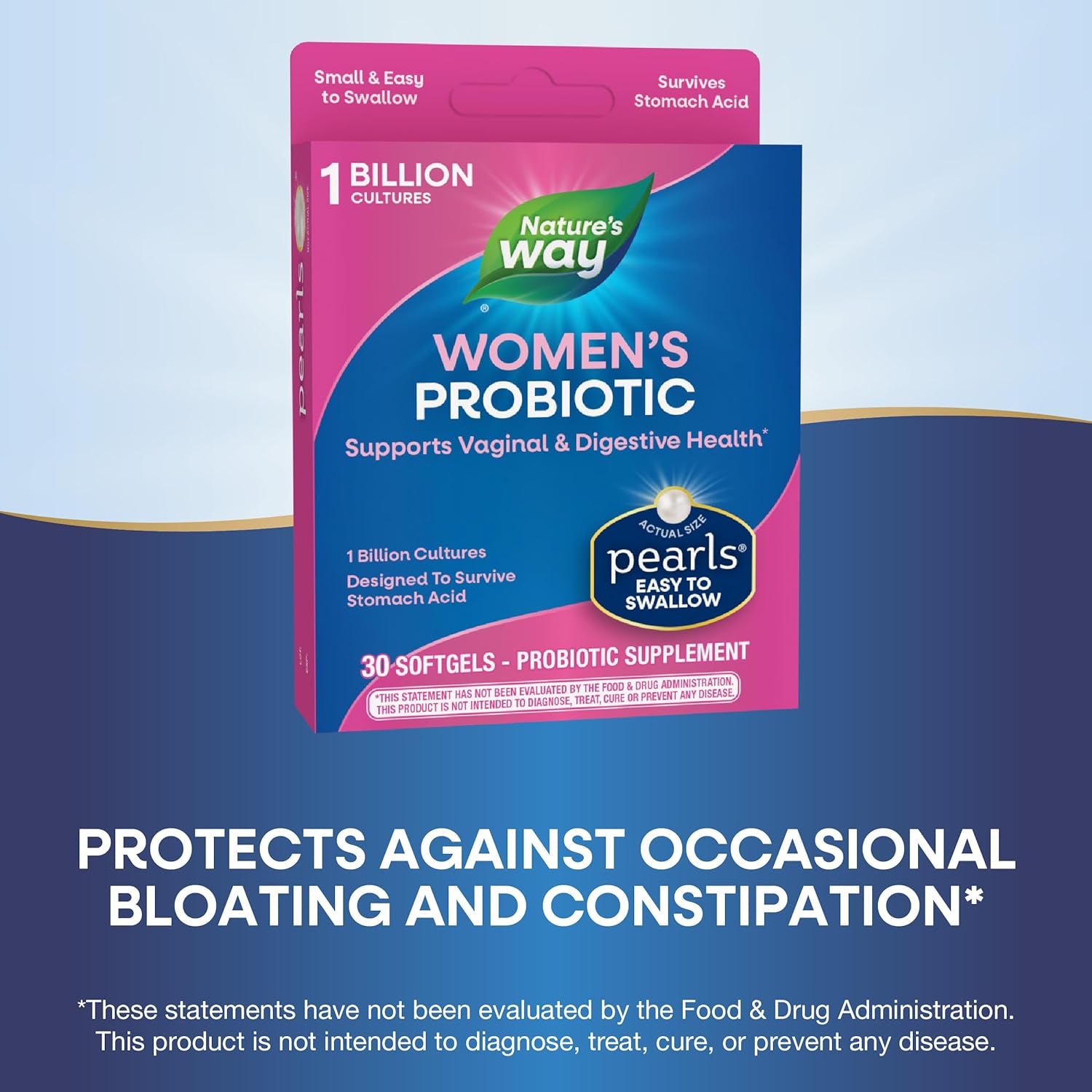 Women's Probiotic Pearls - Vaginal & Digestive Health Support - 1 Billion Live Cultures - 30 Softgels