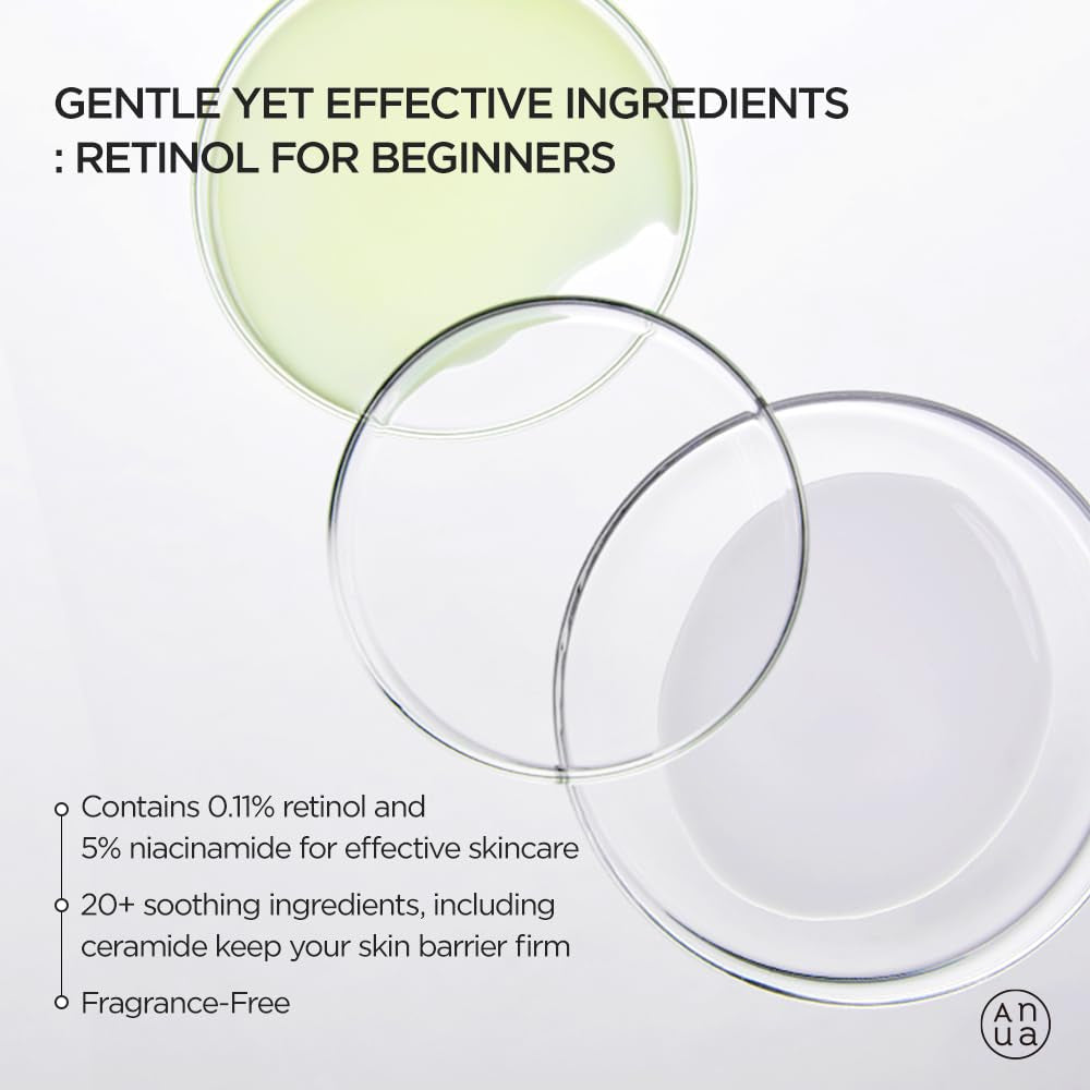 Anua Retinol Serum for Anti-Aging, Textured Skin | 0.11% Retinol, 5% Niacinamide, 20+Soothing Ingredients Gentle for Beginner (30Ml /1.01 Fl.Oz.)