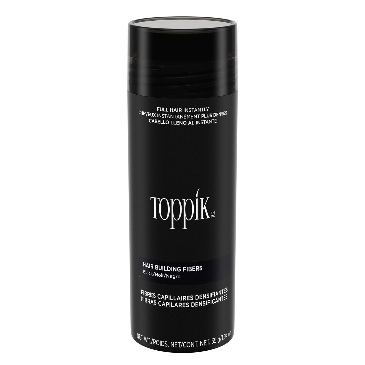 Toppik Hair Building Fibers, White, 55G | Fill in Fine or Thinning Hair | Instantly Thicker, Fuller Looking Hair | 9 Shades for Men Women