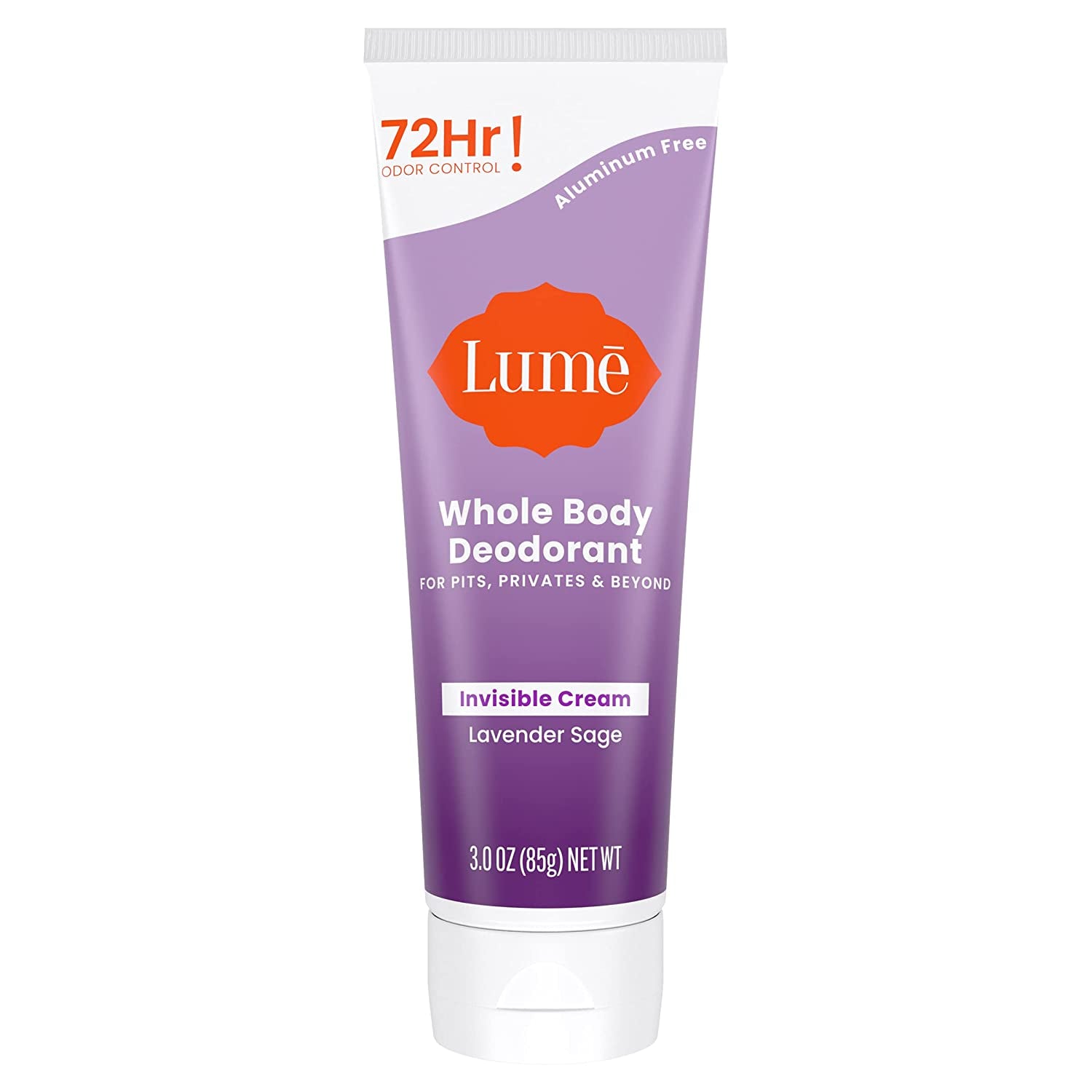 Lume Whole Body Deodorant - Invisible Cream Tube - 72 Hour Odor Control - Aluminum Free, Baking Soda Free, Skin Safe - 3.0 Ounce (Clean Tangerine)