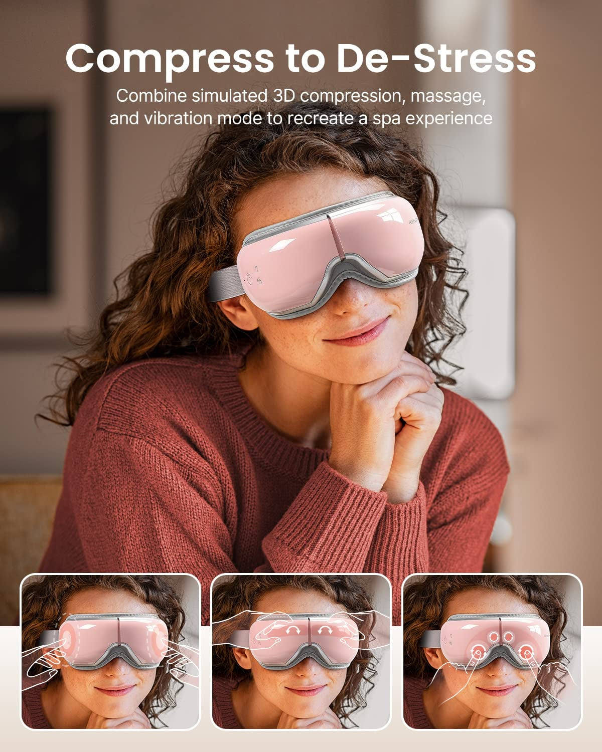 RENPHO Eyeris 1V - Voice Controlled Eye Massager for Migraines, Bluetooth Music Heated Eye Care Machine, Relax & Reduce Eye Strain Dark Circles Eye Bags, Face Massager, Gifts for Women/Mom