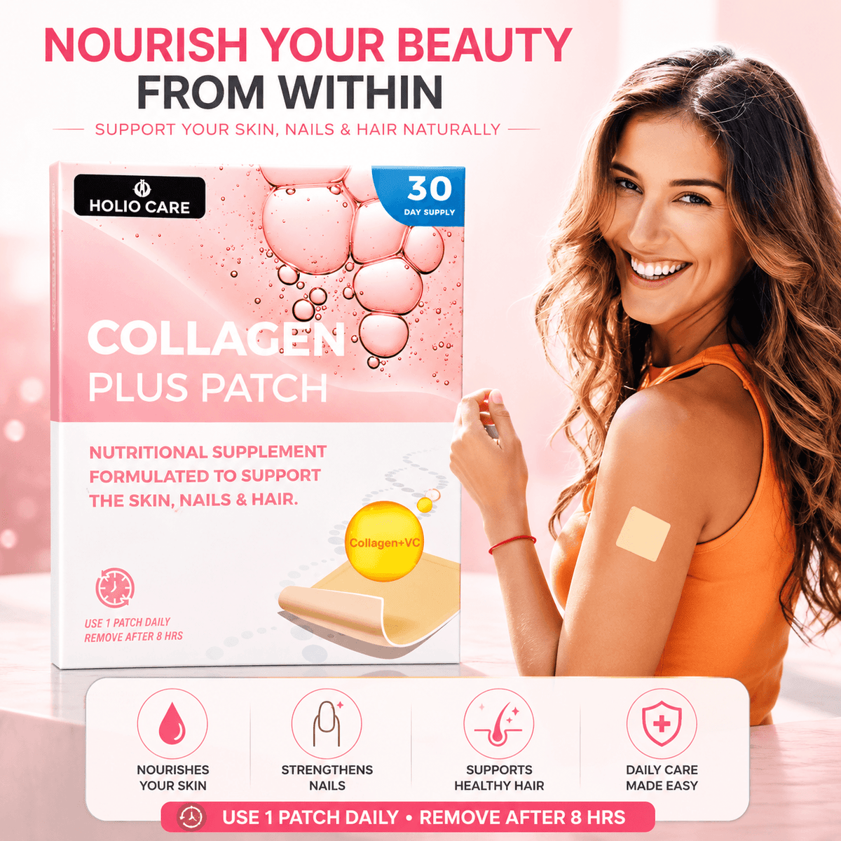 Collagen Supplements Patch – Transdermal Collagen Peptide Patch for Firmer-Looking Skin & Youthful Glow