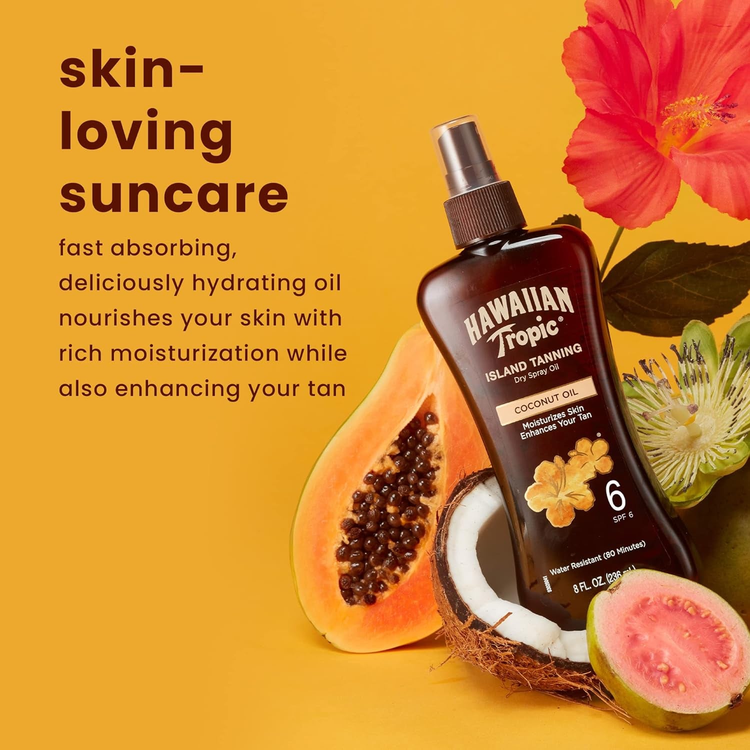 "Hawaiian Tropic Island Tanning Oil Spray Sunscreen SPF 6, 8Oz Twin Pack"