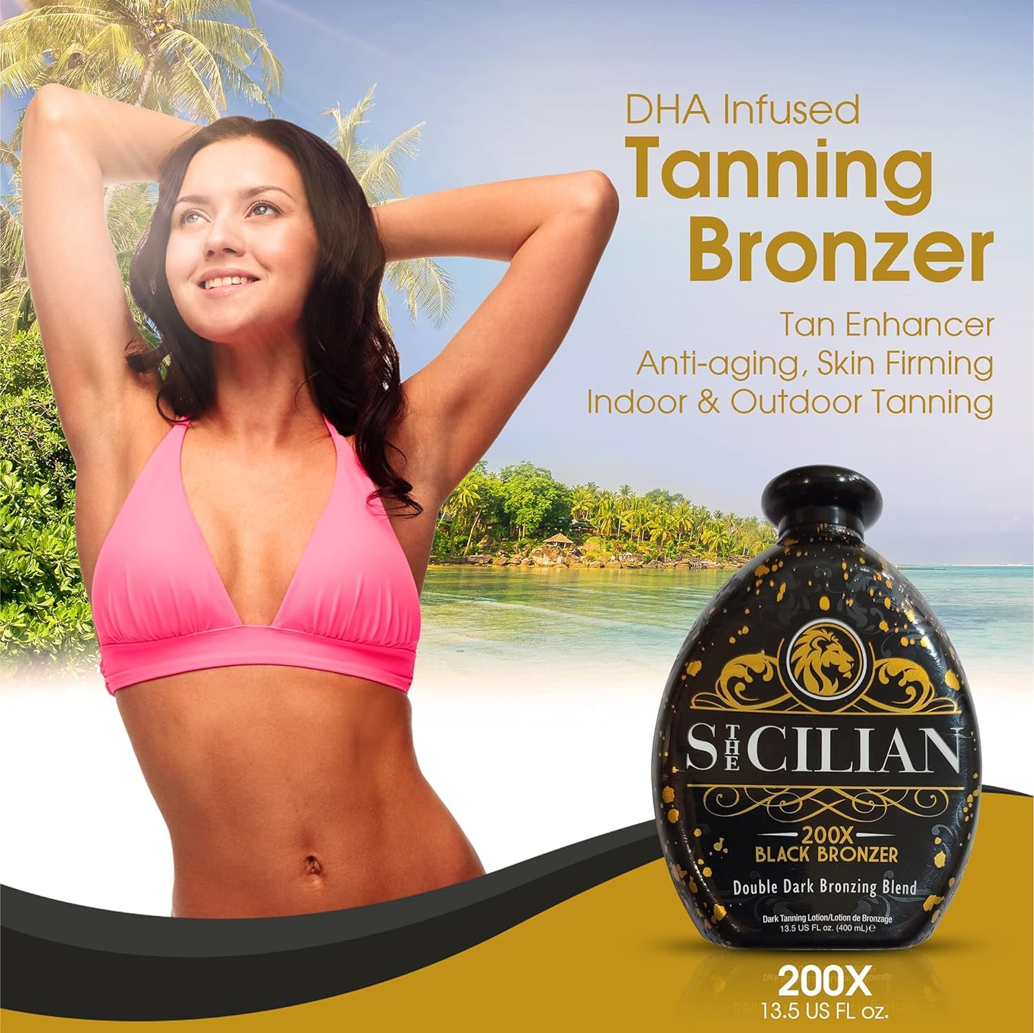 "Radiant Glow 200X Dark Black Bronzer Tanning Lotion - Ultimate Skin Nourishment for a Luxurious Sun-Kissed Tan"