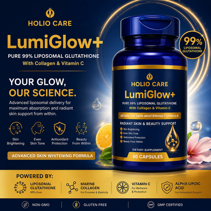 LumiGlow+ Liposomal Glutathione Brightening Formula | With Collagen & Vitamin C | Skin Brightening & Beauty Support | 60 Caps
