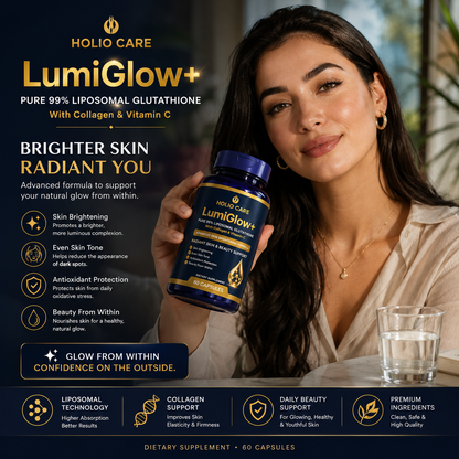 LumiGlow+ Liposomal Glutathione Brightening Formula | With Collagen & Vitamin C | Skin Brightening & Beauty Support | 60 Caps
