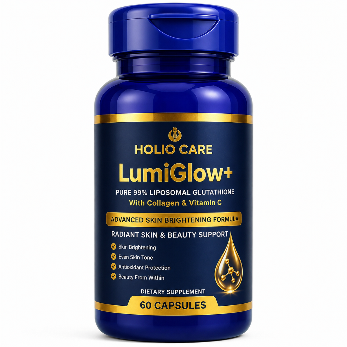 LumiGlow+ Liposomal Glutathione Brightening Formula | With Collagen & Vitamin C | Skin Brightening & Beauty Support | 60 Caps