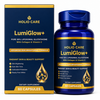 LumiGlow+ Liposomal Glutathione Brightening Formula | With Collagen & Vitamin C | Skin Brightening & Beauty Support | 60 Capsules | Holio Care