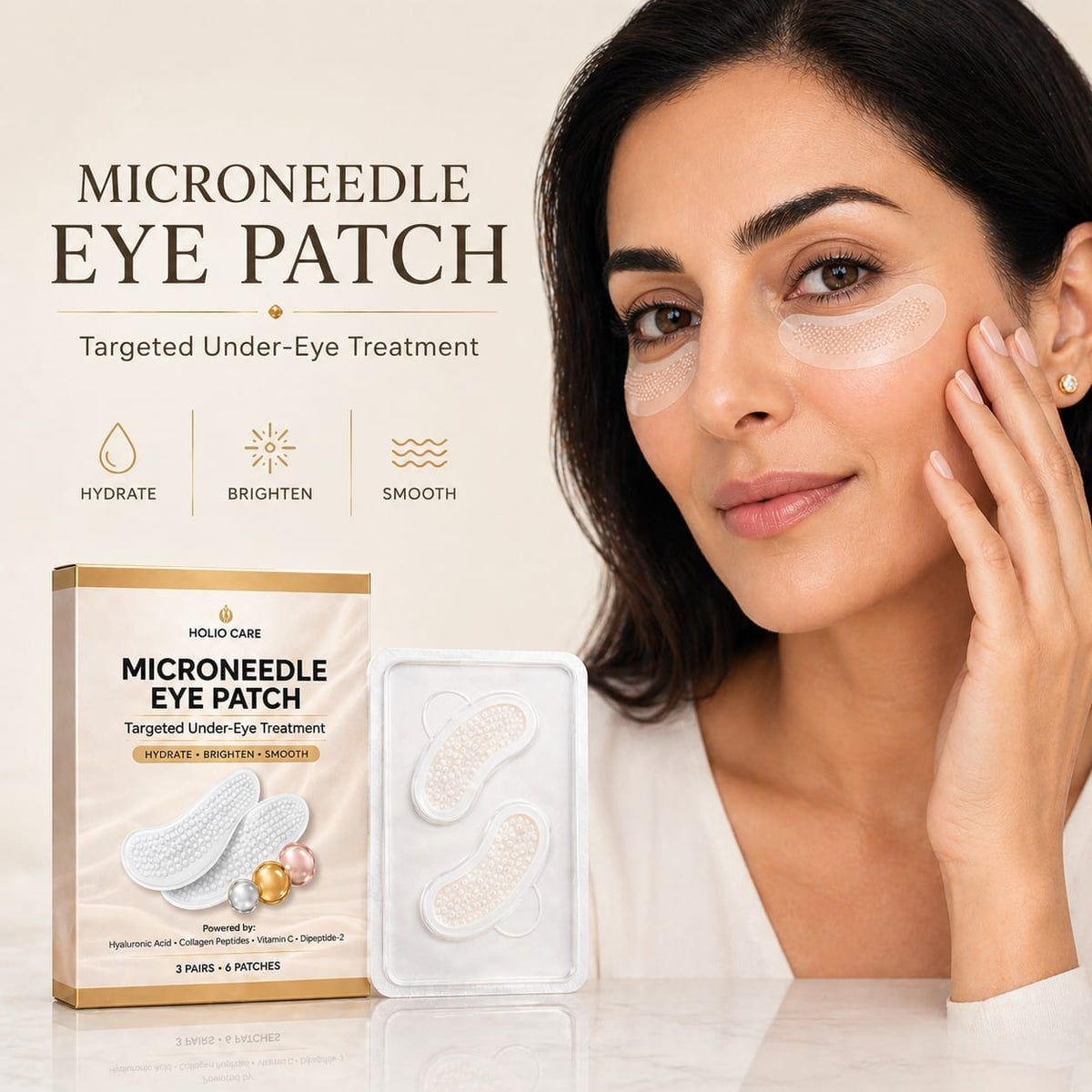 Microneedle Eye Patch for Dark Circles & Puffiness | Hydrating Under Eye Patches | Holio Care