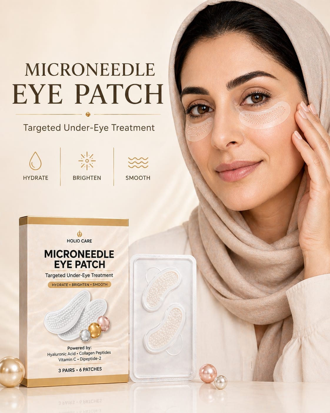 Microneedle Eye Patch for Dark Circles & Puffiness | Hydrating Under Eye Patches | Holio Care
