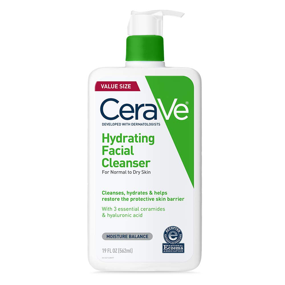 Cerave Hydrating Facial Cleanser | Moisturizing Non-Foaming Face Wash with Hyaluronic Acid, Ceramides and Glycerin | Fragrance Free Paraben Free | 16 Fluid Ounce