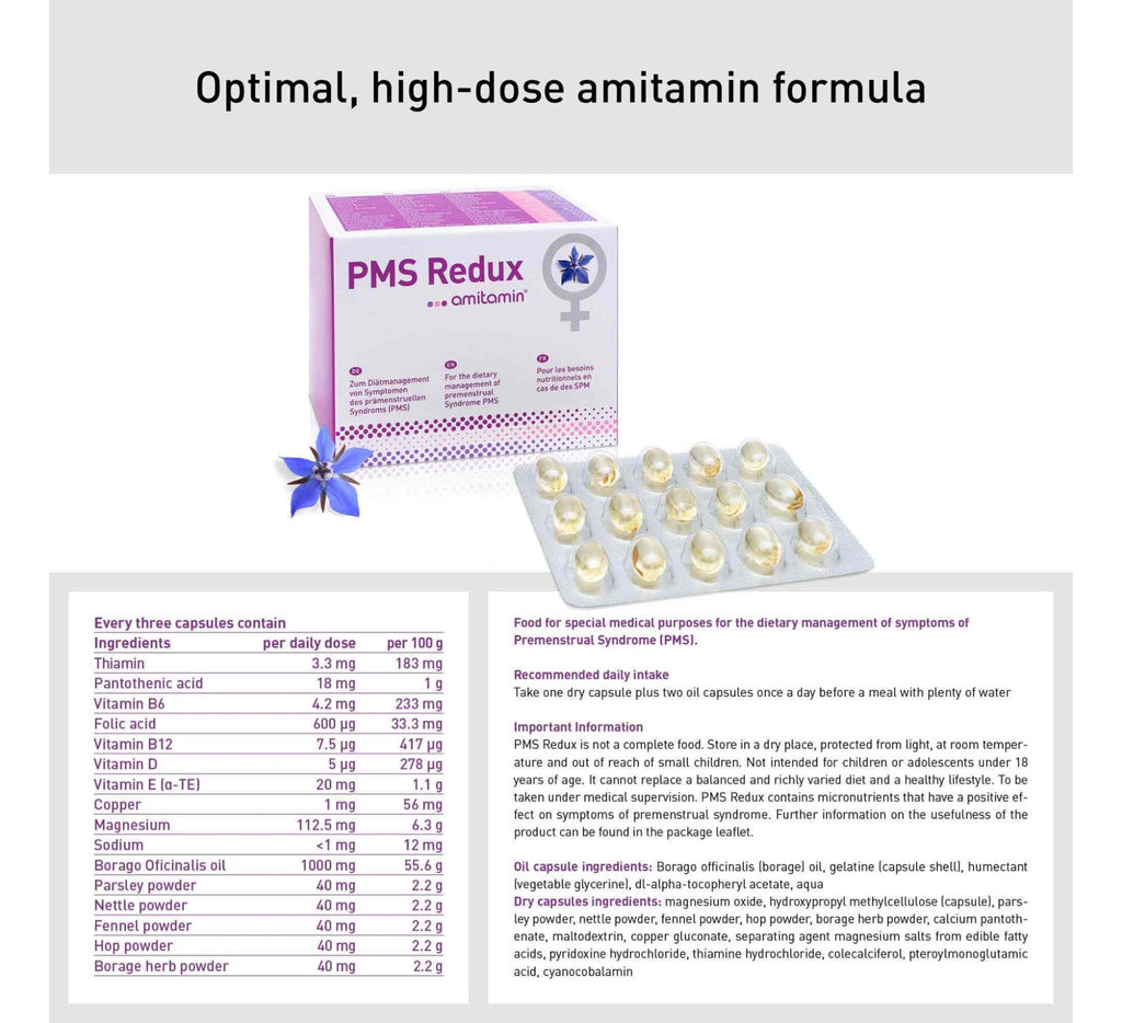 amitamin® PMS Redux - Naturally Reduce PMS Without Synthetic Substances or Hormones (30 Days Supply)