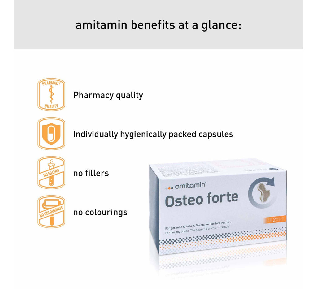 amitamin® Osteo forte - Power Formula for Strong bones For Agers and Seniors (60 Days Supply)