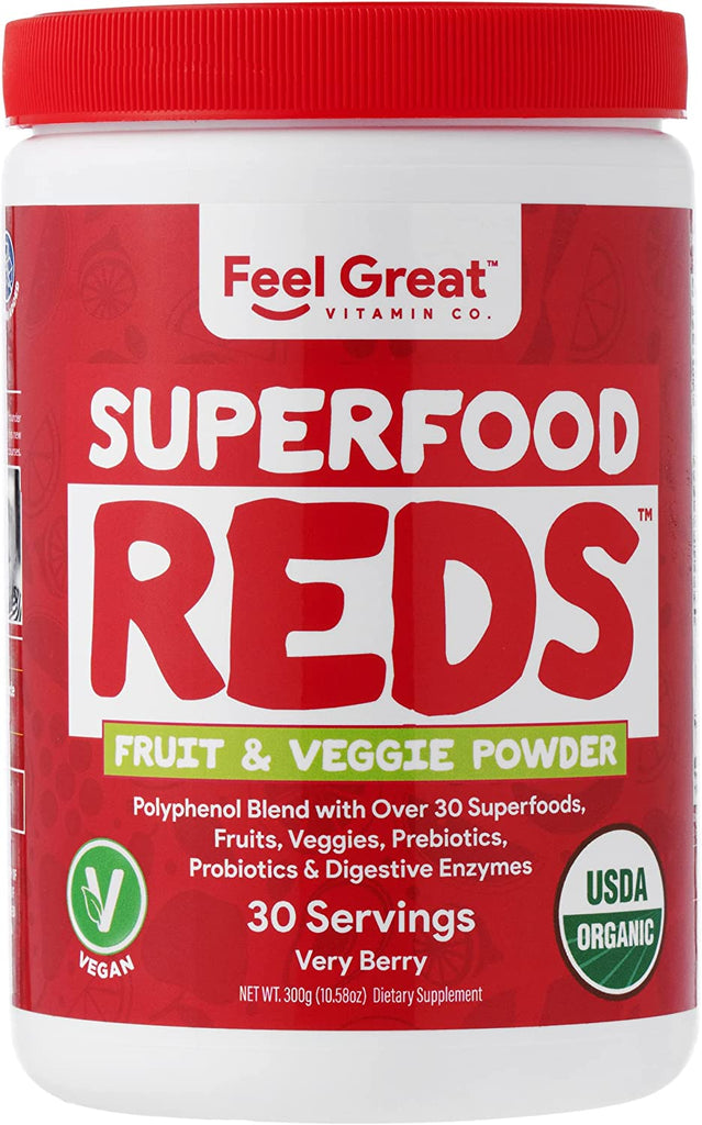 Organic Superfood Reds Powder | Fruit and Vegetable Supplement | Smoothie Mix Loaded with Organic Beet Root Powder | Vital Antioxidants & Polyphenols Supplement…